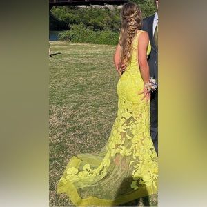 Yellow Floral Prom Dress